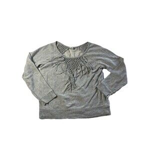 American Eagle Gray Fringe Pullover Sweatshirt Large